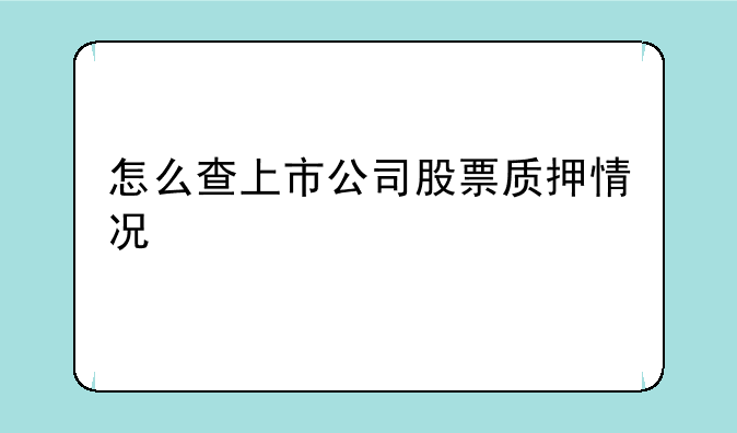 怎么查上市公司股票质押情况