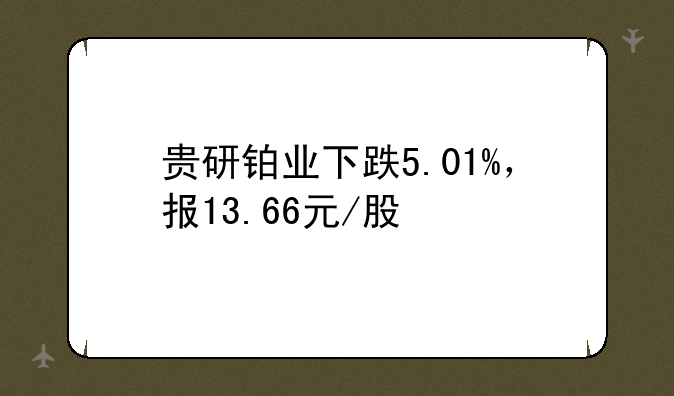 贵研铂业下跌5.01%，报13.66元/股