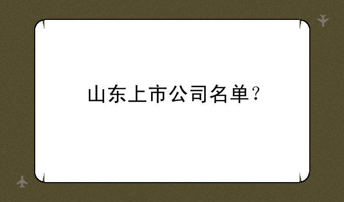 山东上市公司名单？