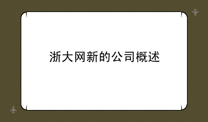 浙大网新的公司概述