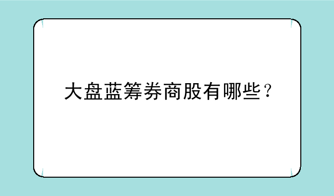 大盘蓝筹券商股有哪些？