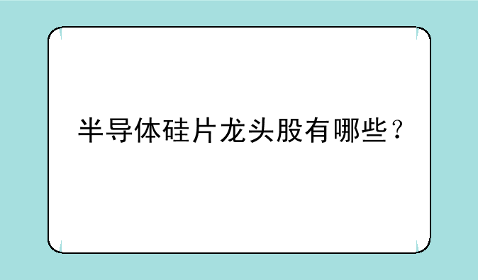 半导体硅片龙头股有哪些？