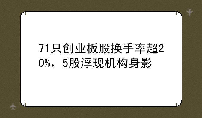 71只创业板股换手率超20%，5股浮现机构身影