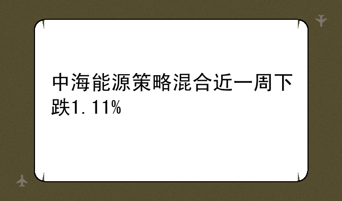 中海能源策略混合近一周下跌1.11%