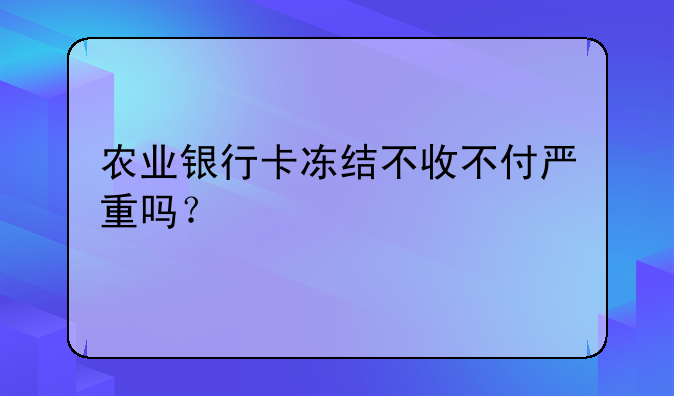 农业银行卡冻结不收不付严重吗？