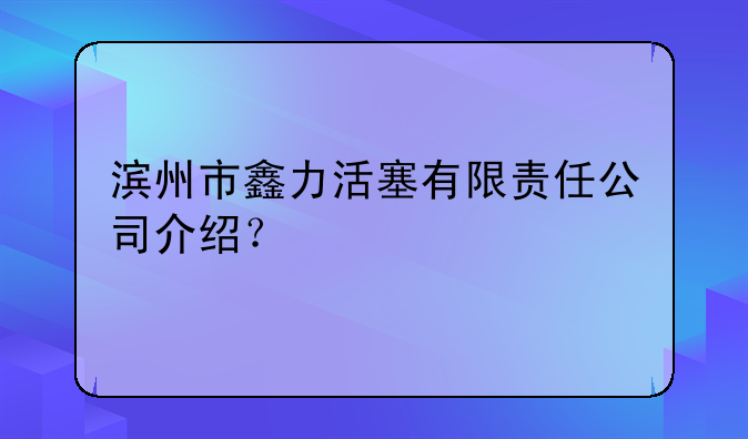 滨州市鑫力活塞有限责任公司介绍？