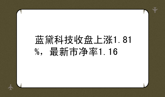 蓝黛科技收盘上涨1.81%，最新市净率1.16