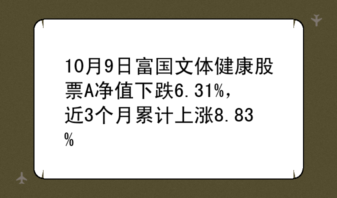 10月9日富国文体健康股票A净值下跌6.31%，近3个月累计上涨8.83%