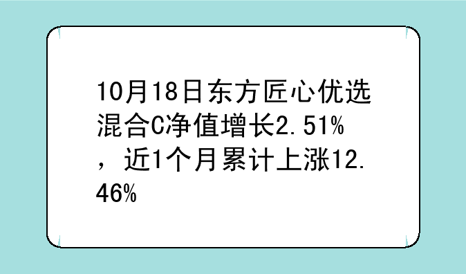 10月18日东方匠心优选混合C净值增长2.51%，近1个月累计上涨12.46%