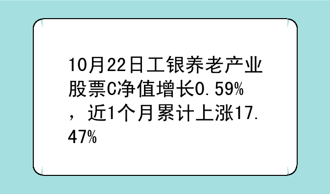 10月22日工银养老产业股票C净值增长0.59%，近1个月累计上涨17.47%