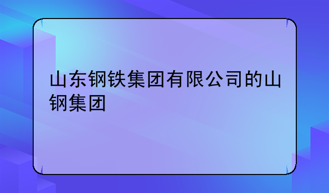 山东钢铁集团有限公司的山钢集团